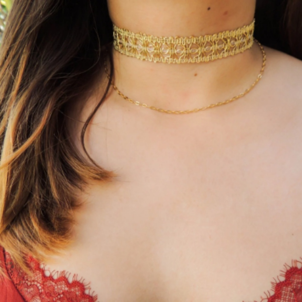 Gold Lace Choker Tattoo Choker